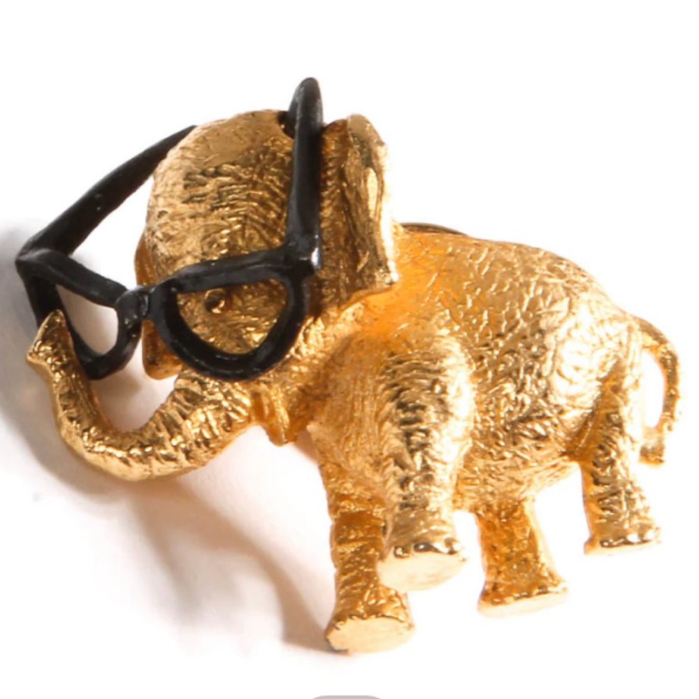Vintage Barry Goldwater Gold Elephant pin with Glasses Barry Goldwater
